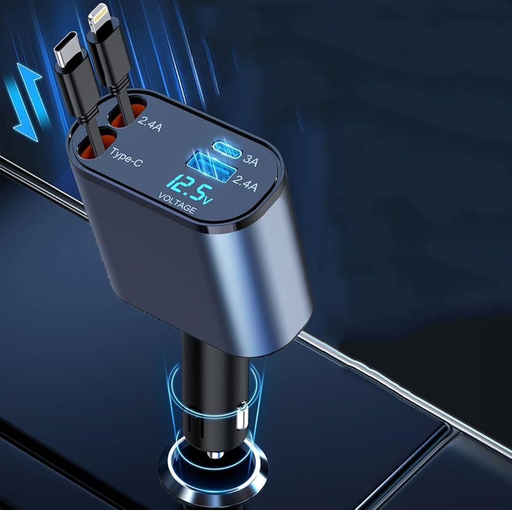 4-in-1 Retractable Car Charger