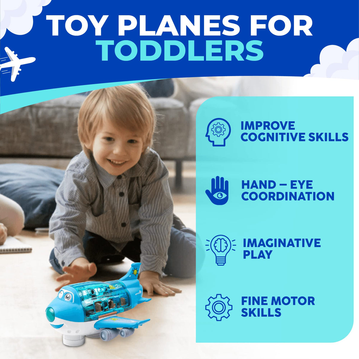 Musical Bump-and-Go Rotating Airplane Toy