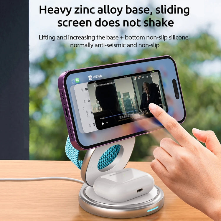 3 In 1 Zinc Alloy Magnetic Folding Wireless Charger